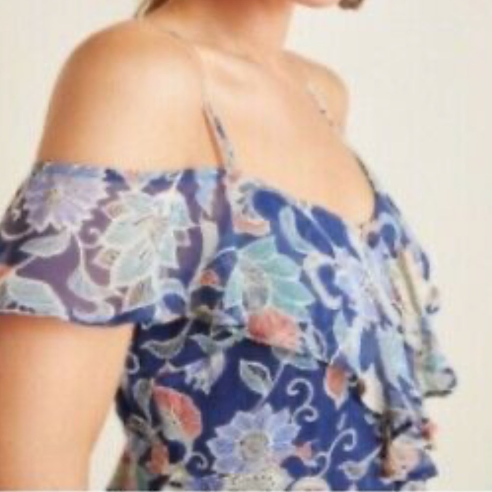 Maeve Anthropologie Mariposa Shoulder Ruffled Top 14”